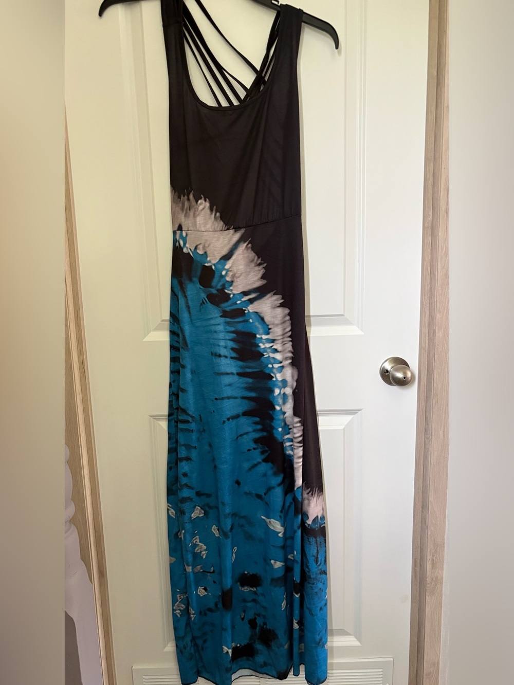 Women’s Black & Teal Tie-Dye Long Maxi Dress SZ-MEDIUM